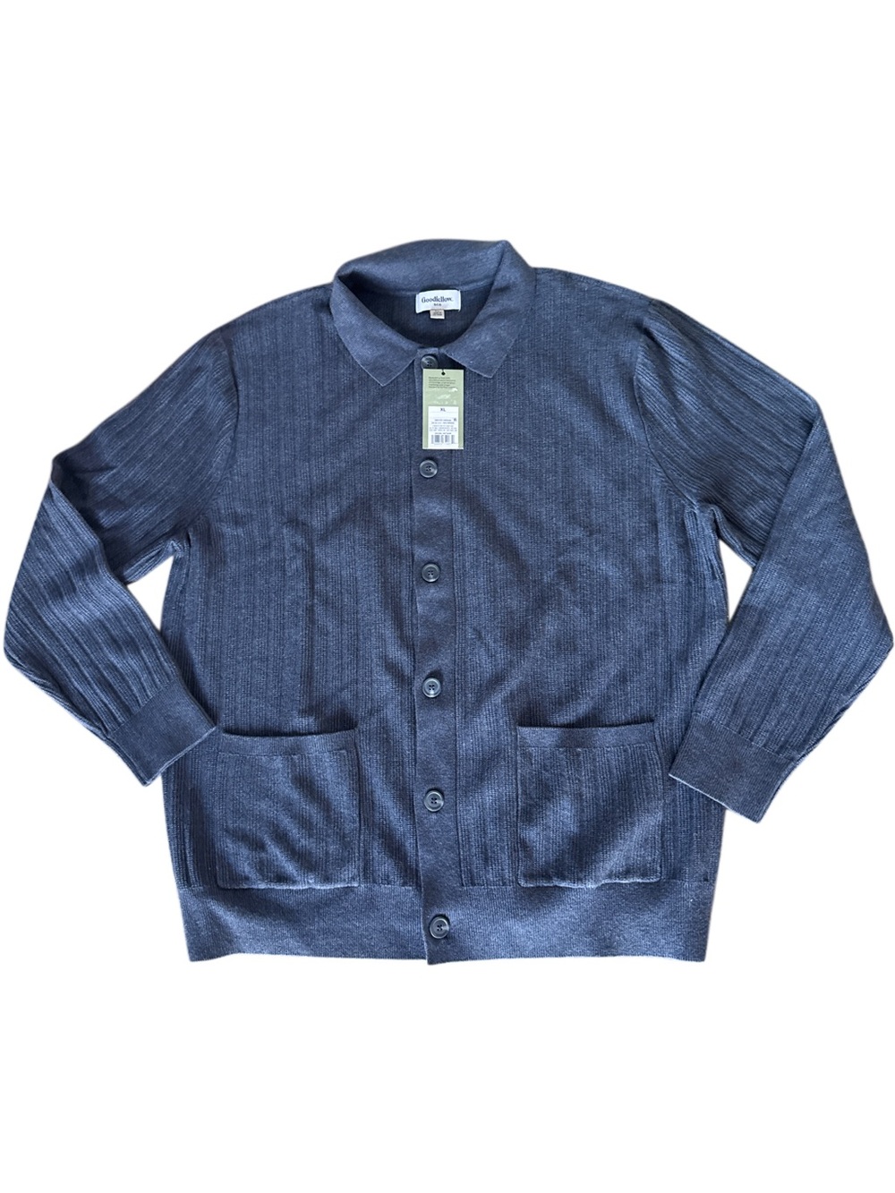 NWT!! Goodfellow & Co Men's Navy Button-Up Knit Cardigan Sweater, XL